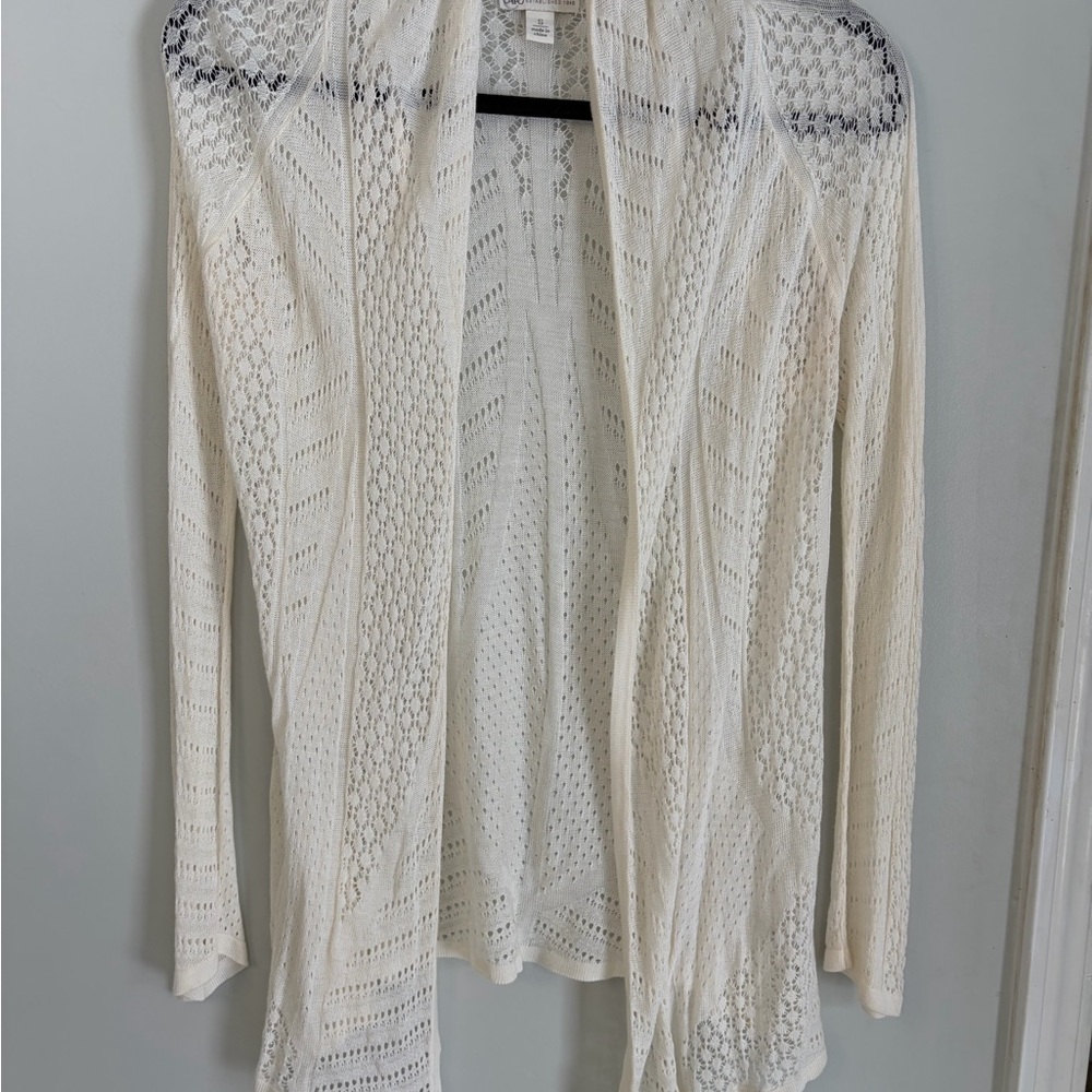 Cato Cream Delicate Open-Knit Women's Cardigan